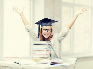 Grad with books